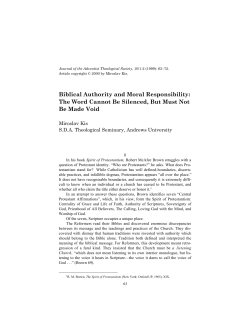 Biblical Authority and Moral Responsibility