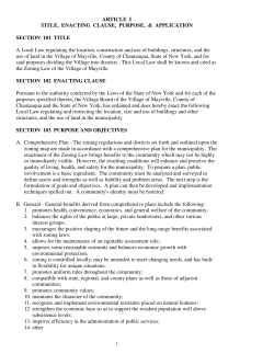 Mayville Zoning law - PlanningChautauqua.com