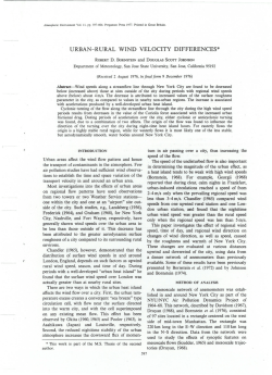 urban-rural wind velocity differences