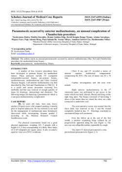 Scholars Journal of Medical Case Reports Pneumatocele occurred