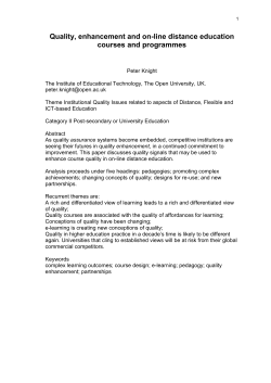 Quality enhancement and on-line distance education courses and