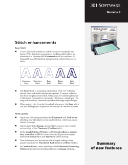 301 Software Stitch enhancements Summary of new features