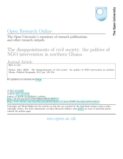 The disappointments of civil society: the politics of NGO intervention