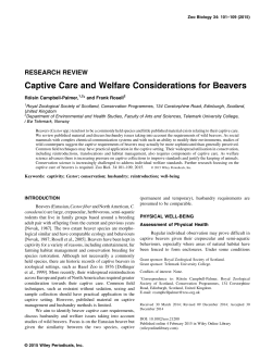 Captive care and welfare considerations for beavers