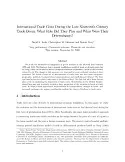 International Trade Costs During the Late Nineteenth Century Trade
