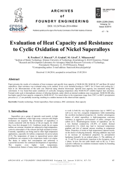 Evaluation of heat capacity and resistance to cyclic oxidation of