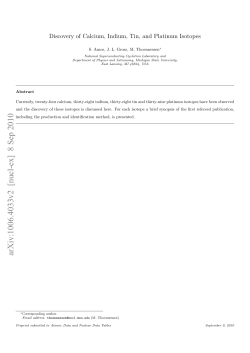 Discovery of Calcium, Indium, Tin, and Platinum