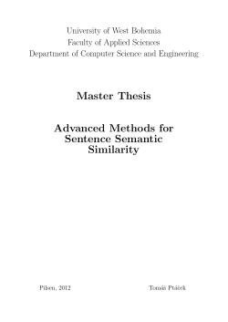 Master Thesis Advanced Methods for Sentence Semantic Similarity