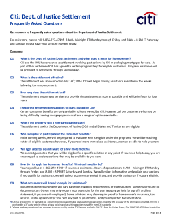 Citi: Department of Justice Settlement