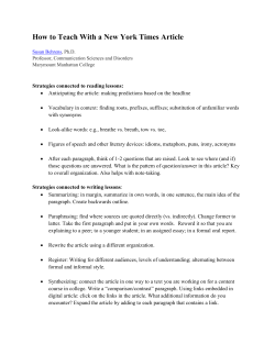 How to Teach With a New York Times Article