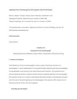 Application of Ion Chromatography to the Investigation