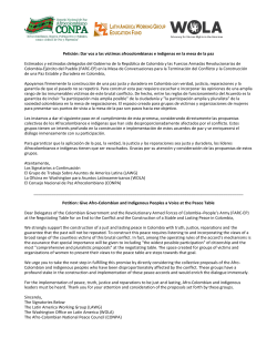 Petici&oacute;n: Dar voz a las v&iacute;ctimas afrocolombianas e ind&iacute;genas en la