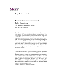 Globalization and Transnational Labor Organizing: The Honduran