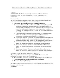 Extracurricular Code of Conduct-Truancy/Drugs and Alcohol/Other