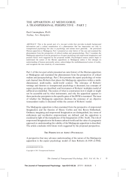 the apparition at medjugorje: a transpersonal