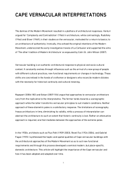 CAPE VERNACULAR INTERPRETATIONS