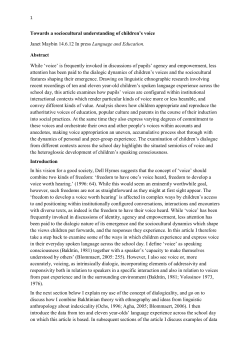 Towards a sociocultural understanding of children`s voice