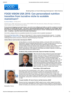 FOOD VISION USA 2016: Can personalized nutrition transition from