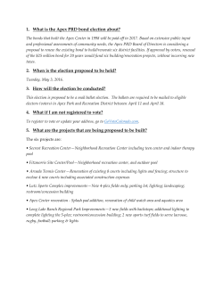 1. What is the Apex PRD bond election about?