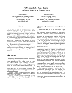 I/O complexity for range queries on region data stored using an R-tree