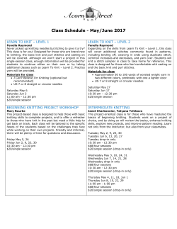 May/June 2017 Class Schedule