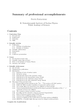 Summary of professional accomplishments