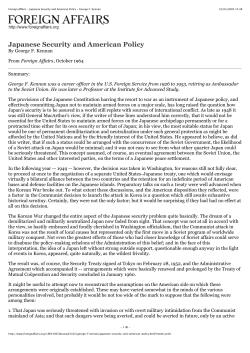 Japanese Security and American Policy
