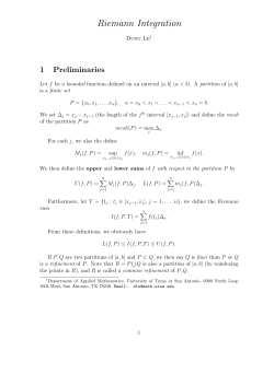 Riemann Integration - UTSA Department of Mathematics