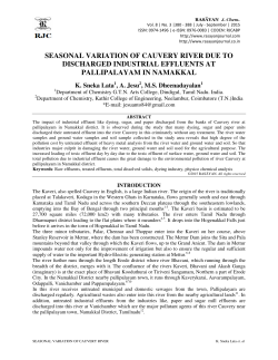 seasonal variation of cauvery river due to discharged industrial