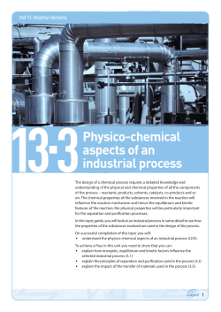 Topic guide 13.3: Physico-chemical aspects of an industrial process