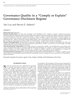 "Comply or Explain" Governance Regime