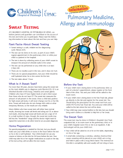 Sweat Testing - Children`s Hospital of Pittsburgh of UPMC