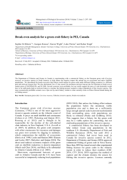Break-even analysis for a green crab fishery in PEI, Canada