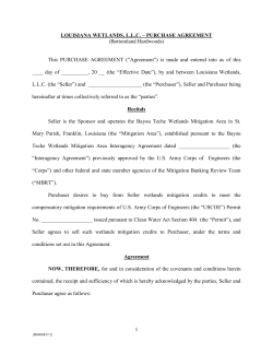 1 LOUISIANA WETLANDS, L.L.C. &ndash; PURCHASE AGREEMENT