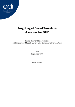 Targeting of Social Transfers: A review for DFID