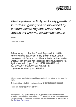 Photosynthetic activity and early growth of four Cacao genotypes as