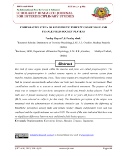comparative study of kinesthetic perceptions of male and