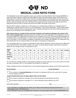 medical loss ratio form - Blue Cross Blue Shield of North Dakota
