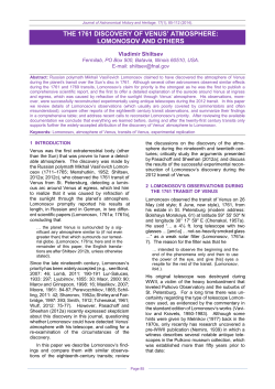 the 1761 discovery of venus` atmosphere: lomonosov and others