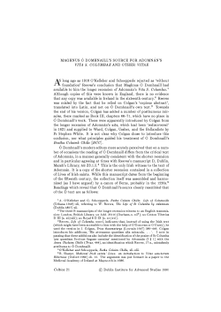 MAGHNUS O DOMHNAILL`S SOURCE FOR ADOMN AN`S VITA S