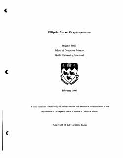 Ellipt ic Curve Crypt osystems - Biblioth&egrave;que et Archives Canada
