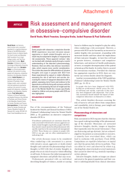 Risk assessment and management in obsessive&ndash;compulsive disorder