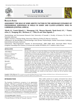 ASSESSMENT THE ROLE OF SOME ABIOTIC FACTORS IN THE