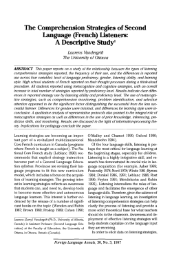 The Comprehension Strategies of Second Language (French