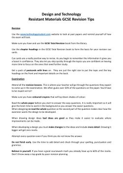 Design and Technology Resistant Materials GCSE Revision Tips