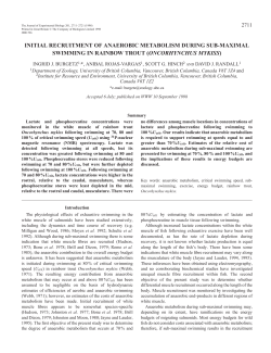 initial recruitment of anaerobic metabolism during sub