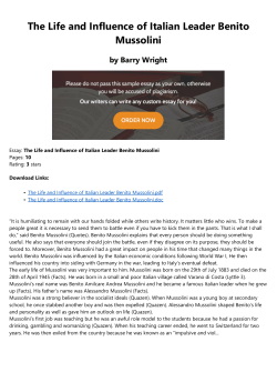 The Life and Influence of Italian Leader Benito Mussolini by Barry