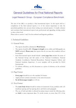 General Guidelines for Final National Reports