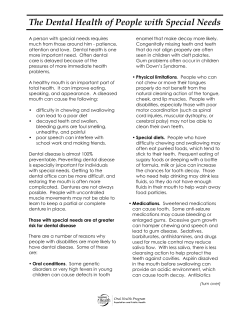 The Dental Health of People with Special Needs
