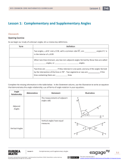 Lesson 1: Complementary and Supplementary Angles